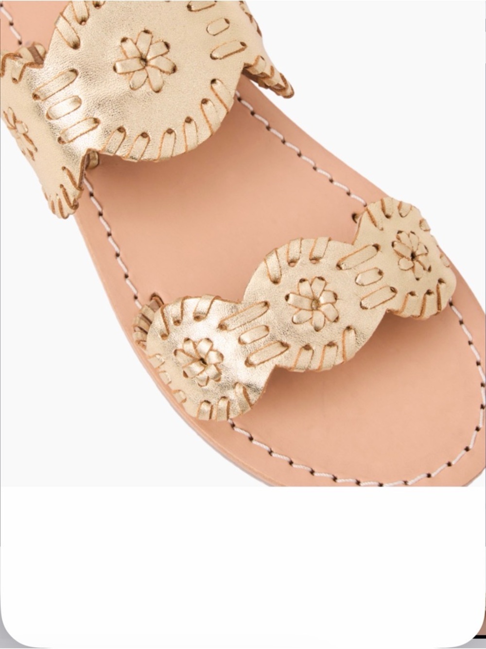 Jack Rogers Gold Metallic Leather Slide Sandals Girls Size 1